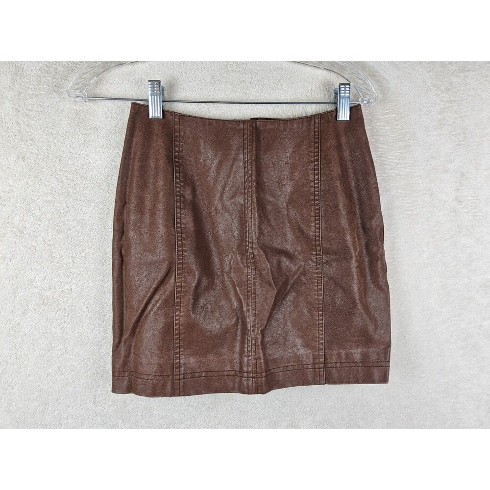 Free People Women's Faux Suede Mini Skirt Brown Size 0
